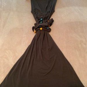 Chocolate brown tank dress with beaded belt